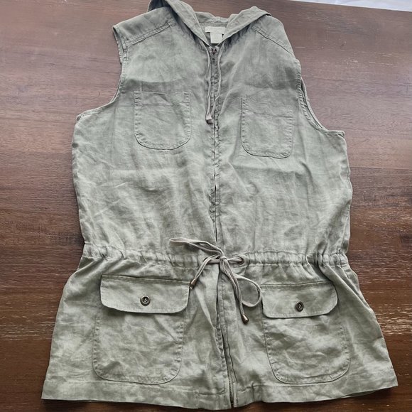St. Tropez Tops - St. Tropez 100% Linen Full Zip/Pockets/Hoodie Size XL